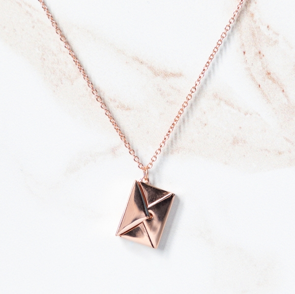 Rose Gold Envelope Necklace (S925) - There is only 1 left! - Picture 2 of 6